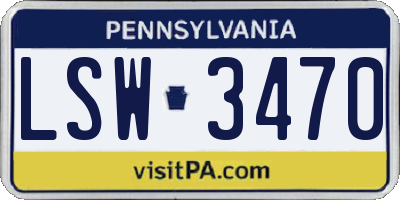 PA license plate LSW3470