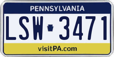 PA license plate LSW3471