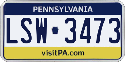PA license plate LSW3473