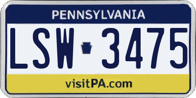 PA license plate LSW3475