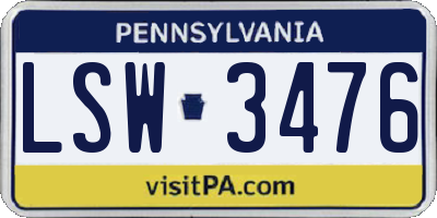 PA license plate LSW3476
