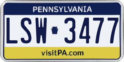 PA license plate LSW3477