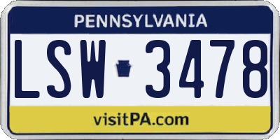 PA license plate LSW3478