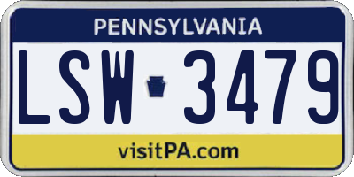 PA license plate LSW3479