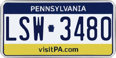 PA license plate LSW3480
