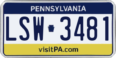PA license plate LSW3481