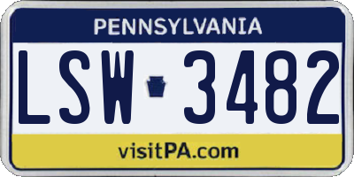 PA license plate LSW3482