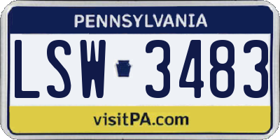 PA license plate LSW3483