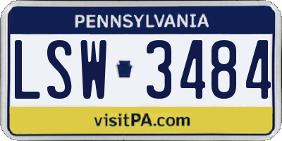 PA license plate LSW3484