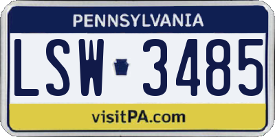 PA license plate LSW3485