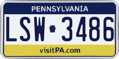 PA license plate LSW3486