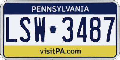 PA license plate LSW3487