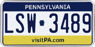 PA license plate LSW3489