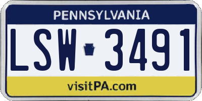 PA license plate LSW3491