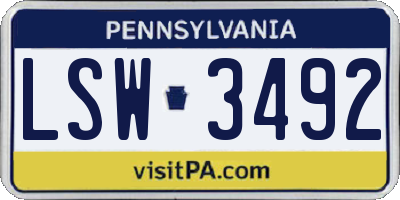 PA license plate LSW3492