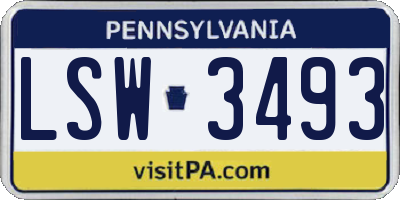 PA license plate LSW3493