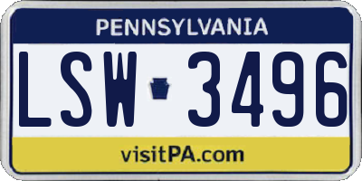 PA license plate LSW3496