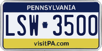 PA license plate LSW3500
