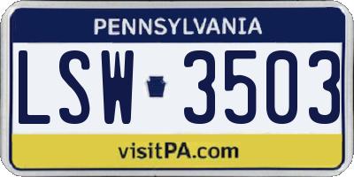 PA license plate LSW3503