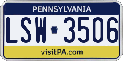 PA license plate LSW3506