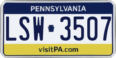 PA license plate LSW3507