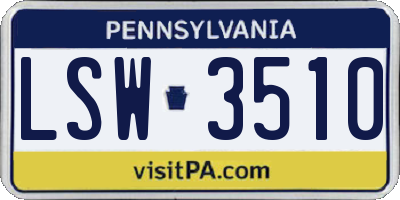 PA license plate LSW3510