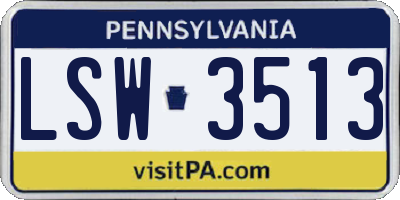 PA license plate LSW3513