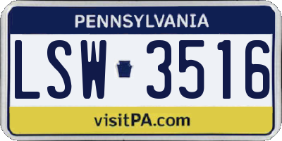 PA license plate LSW3516