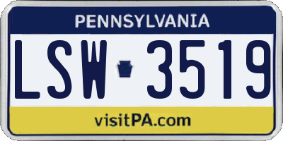 PA license plate LSW3519