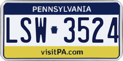 PA license plate LSW3524