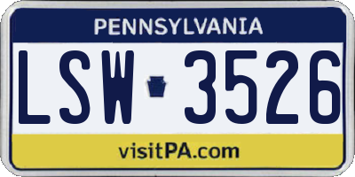 PA license plate LSW3526