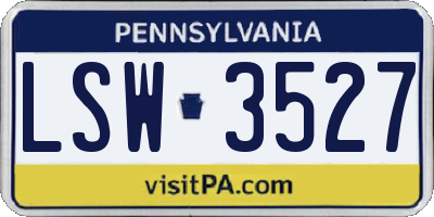 PA license plate LSW3527