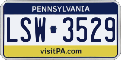 PA license plate LSW3529