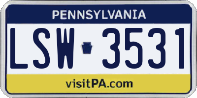 PA license plate LSW3531