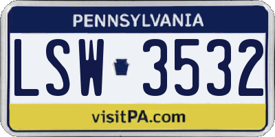 PA license plate LSW3532