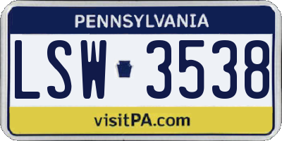 PA license plate LSW3538