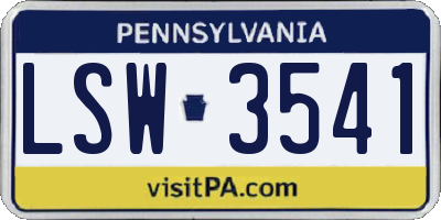PA license plate LSW3541