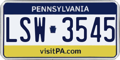 PA license plate LSW3545