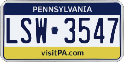 PA license plate LSW3547