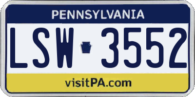 PA license plate LSW3552