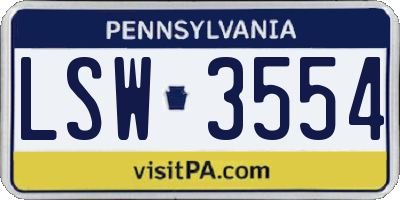 PA license plate LSW3554