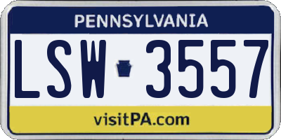 PA license plate LSW3557