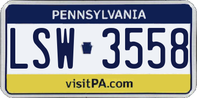 PA license plate LSW3558