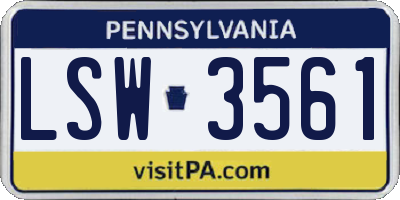 PA license plate LSW3561