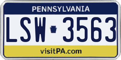 PA license plate LSW3563
