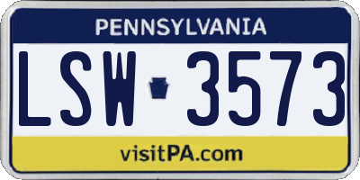 PA license plate LSW3573