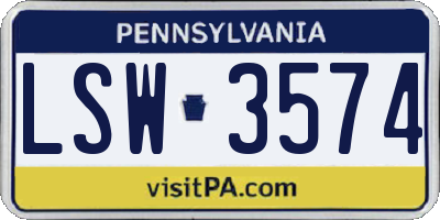 PA license plate LSW3574