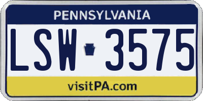 PA license plate LSW3575