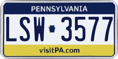 PA license plate LSW3577