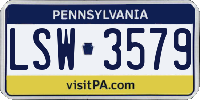 PA license plate LSW3579